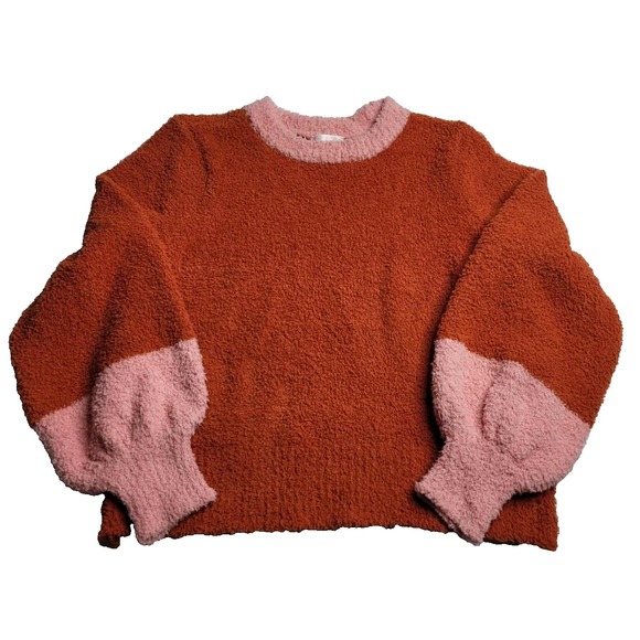 Lauren Conrad Fuzzy Crop Sweater Rust/Pink Women's M? - Picture 1 of 5